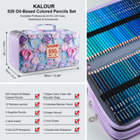 KALOUR Art Supplies – Coffret de 520+30 crayons de couleur en nylon coloré avec mine souple et couleurs vibrantes pour le dessin et l'esquisse – P