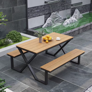 Mesa de Comedor de Metal para Exteriores, Muebles Modernos para Barbacoa, Juego de Café de Metal, Sillas de Patio y Mesa Cuadrada para 6 Personas, Metal Sólido - Product Image 3