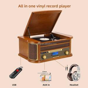 Tourne-disque vinyle vintage tout-en-un avec haut-parleurs, lecteur de <span class=keywords><strong>CD</strong></span>, lecteur de cassettes USB SD, phonographe, best-seller en Europe - Product Image 4