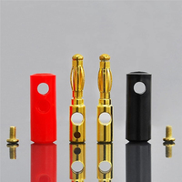 Connecteur de câble audio plaqué or avec tête banane noire et rouge de 4 mm, type lanterne, pour haut-parleur audio