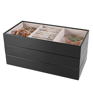Custom logo printed luxury gift wooden jewelry box packaging gift jewelry box jewelry storage boxes