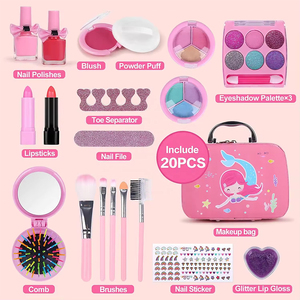 MILI per bambini Set di borse per il trucco giocattoli finte Play Kit per il trucco in età prescolare Set di cosmetici lavabili giocattolo con pennello per il trucco - Product Image 2