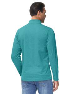 <b>Men's</b> Premium Cotton Heather Half Zip Sweatshirt Long Sleeve Golf Pullover with Cation Embroidery Casual Summer Style - Product Image 5