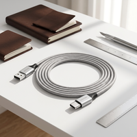 Cable USB 2.0 a Tipo-C de Alta Calidad con Revestimiento de TPE Trenzado de Nailon Reversible, Carga Rápida de 3A para Teléfono Móvil, Cámara y Computadora