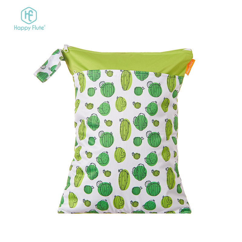 Happy Flute Travel PUL Wet Bags Baby Waterproof Cloth Diaper Bag Single Zipper Print Reusable Baby Nappy Wet Dry Bags Wetbags