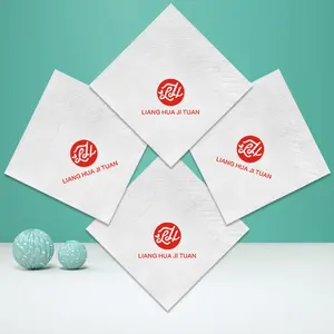 定制印刷餐桌饮料印花布2层纸餐巾定制印刷标志33x33 20张包装餐巾制造商