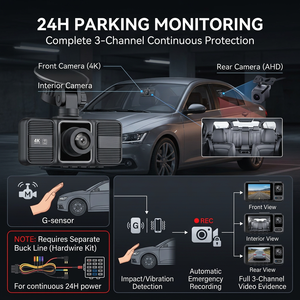 Dash <span class=keywords><strong>Cam</strong></span> LCD 4K con 3 Obiettivi, WiFi, DVR Auto Anteriore/Posteriore, Video UHD 2160P, Registratore di Guida, Sensore G, Monitoraggio Parcheggio 24H, Impermeabile - Product Image 5