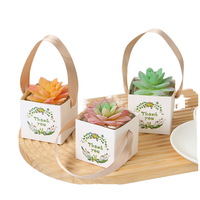 Mini boîte carrée en papier pour fleurs avec poignée en ruban, boîte à succulentes de remerciement, boîte cadeau pour mariage ou fête, pour petite plante verte