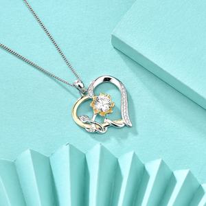 GP134สร้อยคอหัวใจดอกทานตะวันที่สง่างามจี้เงินสเตอร์ลิงคุณเป็นเครื่องประดับครบรอบแสงแดดของฉันสำหรับแฟนภรรยาผู้หญิง - Product Image 2