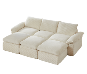 Modern Square Corduroy Cloud Compression <b>Sofa</b> Set Modular Design for Hotel & Villa Use Comfortable Sitting Experience - Product Image 3