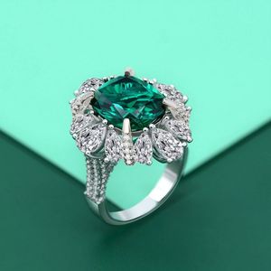 925 plata esterlina 6 quilates cuadrado grueso lujo <span class=keywords><strong>diamante</strong></span> completo 10*11 anillos de joyería fina simulación rubí <span class=keywords><strong>Esmeralda</strong></span> compromiso de boda - Product Image 3
