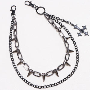 Punk Metal Studded <b>Cross</b> Waist <b>Chain</b> Zinc Alloy Multi Layer Party Fashion Body <b>Chain</b> - Product Image 2