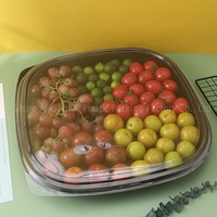 Conteneur alimentaire jetable en plastique PS rectangulaire noir de haute qualité, écologique, pour restaurant, à emporter, pour salade