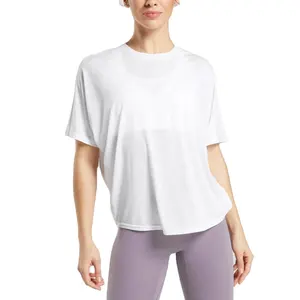 高品质2023透气设计女性黑色t恤颜色超大定制印花圆领t恤低价销售