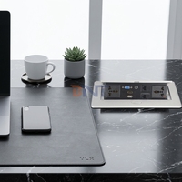 Prise de courant escamotable en alliage de zinc pour bureau, IP44, 10A, 2 prises avec câble de 30 cm