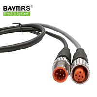 Konektor Sirkular Berkode-A Baymrs M8 M12 Tipe Kabel Dua Ujung IP67 3p 4p dengan Konektor PUR PVC