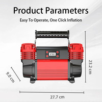 Gonfleur de pneus numérique portable à double cylindre en métal de 30 mm, 12 V, 150 PSI, compresseur d'air pour voiture, utilisation d'urgence