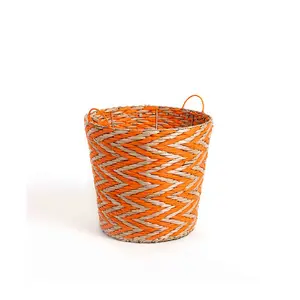 High quality high-capacity large natural handmade woven decorations sustainable paper braid straw baskets with handle