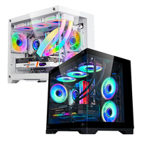 Kardan adam benzersiz tasarım PC oyun kasası MATX Mini ITX özelleştirilmiş temperli cam orta kule siyah bilgisayar masaüstü bilgisayar şasi vaka