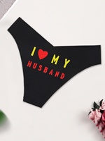 Celana dalam wanita ukuran besar pinggang rendah thong rendah Bikini mulus celana dalam wanita huruf hitam seksi kustom untuk celana hadiah pasangan manis