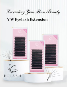 Extensions de cils <span class=keywords><strong>Hilash</strong></span> E80-E89 en PBT faites à la main, logo personnalisé, tige en coton noir brillant, épaisseur 0,07 mm, naturelles, vente en gros - Product Image 3