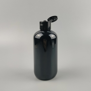 Bouteille de lotion PET ronde <span class=keywords><strong>Boson</strong></span> noir brillant de 8oz avec bouchon noir à rabat - Product Image 2