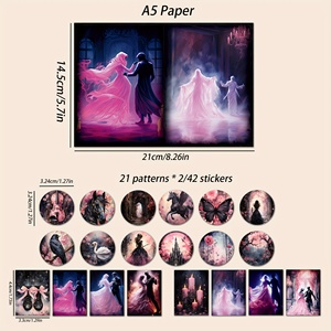 JAI IMAN 12 papiers A5 et 42 autocollants <span class=keywords><strong>rose</strong></span> gothique décorations de bricolage ensemble de <span class=keywords><strong>papier</strong></span> de <span class=keywords><strong>scrapbooking</strong></span> décorations de vacances - Product Image 3