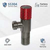 Robinet d'angle en acier inoxydable 304 couleur bronze, avec noyau en laiton, filetage mâle 1/2 pouce, poignée moletée rouge pour chauffe-eau et salle de bain, OEM/ODM