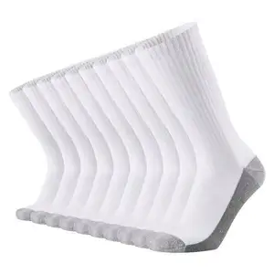 Men Athletic All Purpose Training Cotton Comfortable Men's Socks, High Quality Sweat Absorbent White Crew Socks