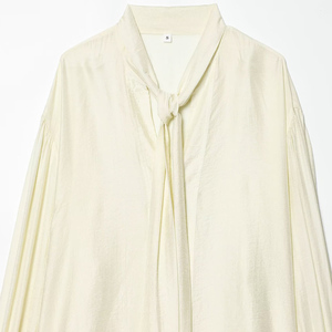 SHENZHU Femme Nouvelle Collection Printemps/Été 2026 Chemisiers en Soie Satinée Tendance et Élégants avec Nœud Papillon, Décontractés, Amples, à Manches Longues, Hauts Chics - Product Image 4