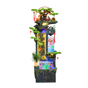 Aquarium à eau circulante de style chinois avec décoration de rocaille rétroéclairée pour la maison, le bureau ou comme cadeau - Product Image 5
