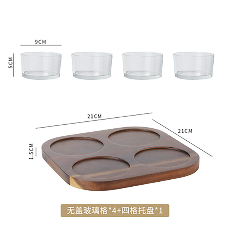 Glass fruit plates * 4 [without lids] Four-compartment tray