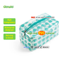 Pochette de voyage personnalisée avec logo UIOWIO, vente en gros, fermeture éclair, transparente, en PVC, pour cosmétiques et articles de toilette