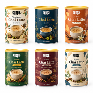 Emballage en tube cylindrique rond biodégradable de qualité alimentaire, design personnalisé, pour poudre de crème anglaise, poudre de pudding, poudre de chai instantané, variété de boissons au lait - Product Image 1