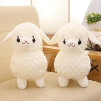 Boneka Domba Alpaca Super Lembut Simulasi Hewan, Isi Kapas PP, Teknik Bordir, Hadiah Ulang Tahun untuk Anak Perempuan