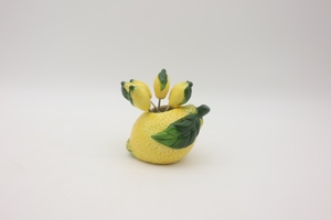 Support à éponge en céramique jaune en forme de <span class=keywords><strong>citron</strong></span> pour évier de cuisine, organiseur de récipients à vaisselle en forme de fruit 3D, 11x11x9cm - Product Image 4