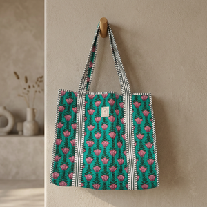 Nuevo Bolso Tote de Algodón Vintage Hecho a Mano en India para Mujer, con Dos Aberturas Grandes y Diseño Bohemio con Estampado a Bloques, Bolsos de Compras - Product Image 2
