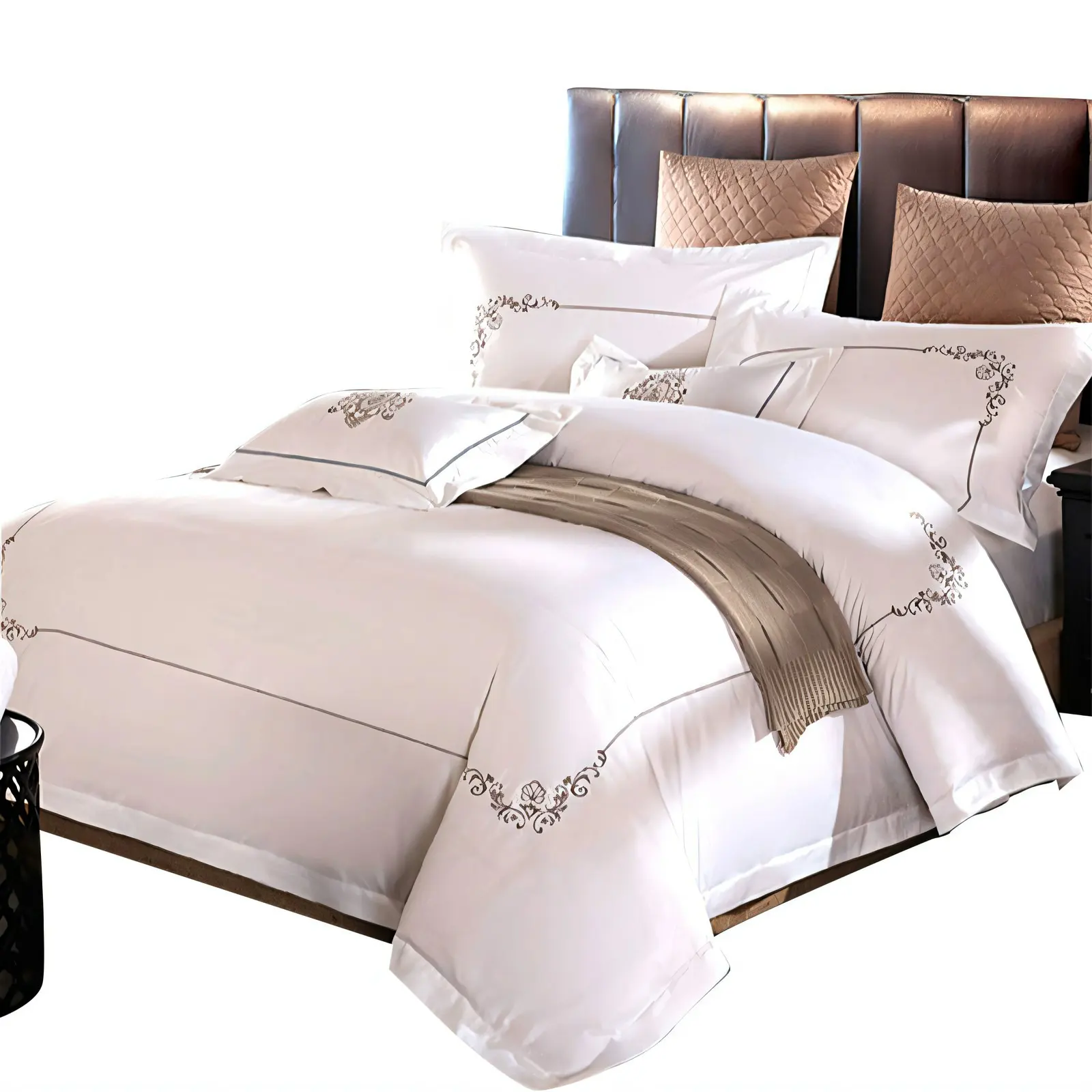 Conjunto de lençóis lisos com capa de edredão king size de hotel percal