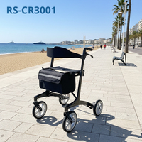 Déambulateur en fibre de carbone Relaxsmith CR3001 certifié CE avec frein à disque, léger et réglable en hauteur, pour les soins aux personnes âgées à l'hôpital
