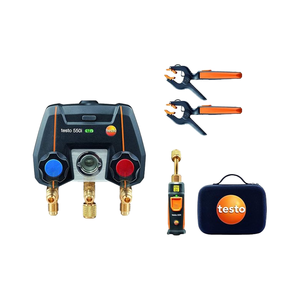 Kit de jauge numérique Testo 550i commandé par application, 1x jauge micron 552i, 2x thermomètre à pince pour tuyaux 115i - Product Image 1