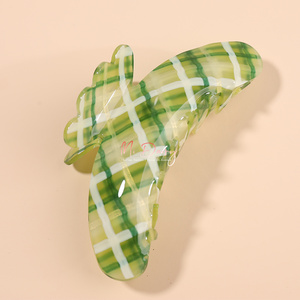 Mi Dairy acrilico 13cm fashion funky design Green lattice hair claw <span class=keywords><strong>cilp</strong></span> accessori per capelli spessi 222335 - Product Image 4