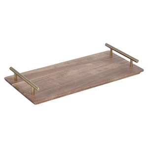 Bandejas rectangulares de lujo para servir en <span class=keywords><strong>madera</strong></span> de acacia con mango de metal a la venta - Product Image 6