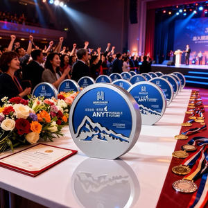 Novo Troféu Redondo de Cristal e Metal Personalizado, Placa de Troféu, Prêmios, Medalhas, Troféus e Placas de Qualidade, Lembranças - Product Image 6