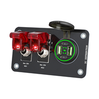 Panneau d'interrupteurs à bascule rouge 2 voies 12V 24V DC avec chargeur USB rapide 4 ports 36W+30W pour voiture, camping-car, yacht, prise de distribution d'alimentation CE ROHS