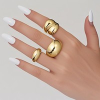 Set Cincin Batu Permata Wanita Bentuk Tidak Beraturan dari Paduan Ramah Lingkungan yang Sedang Laris Terjual 12 Buah Cincin Trendy Berlapis Emas Mewah Ringan