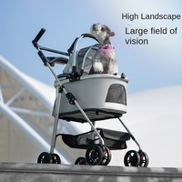Poussette multifonctionnelle pour chiens de petite et moyenne taille, pour voyages en plein air, grande mobilité, chariot de transport pliable pour chien, modèle LH009