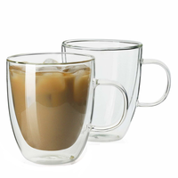 Vente en gros de tasses à lait en verre à double paroi isolées, tasses à café pour cappuccino, latte, americano