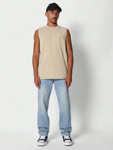 Jeans en denim bleu délavé pour hommes, pantalons décontractés à jambes larges et droites avec coupe ample à taille moyenne pour la mode du printemps et de l'automne, vente en gros - Product Image 6
