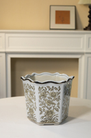 Pot de fleurs en porcelaine peint à la main, motif oiseaux et fleurs marron, écologique, pour usage intérieur/extérieur, décoration de jardin, bonsaï, fleurs