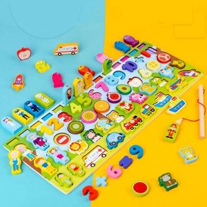 7 in 1 Number Color Occupation Fruit <b>Animal</b> Learning Toys Wooden Magnetic Fishing Board for Toddlers - Product Image 5